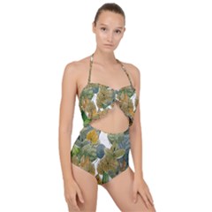 Sheet Autumn Color Drawing Scallop Top Cut Out Swimsuit by Ravend