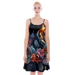 Flowers Flame Abstract Floral Spaghetti Strap Velvet Dress by Ravend