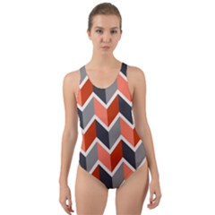 Colorful Zigzag Pattern Wallpaper Free Vector Cut-out Back One Piece Swimsuit by artworkshop