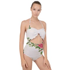Watercolor Flower Scallop Top Cut Out Swimsuit by artworkshop