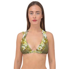Watercolor Yellow And-white Flower Background Double Strap Halter Bikini Top by artworkshop