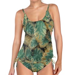 Colored Close Up Plants Leaves Pattern Tankini Set by dflcprintsclothing