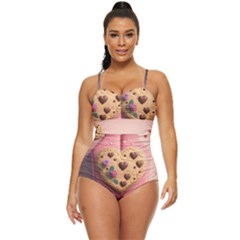 Cookies Valentine Heart Holiday Gift Love Retro Full Coverage Swimsuit by danenraven