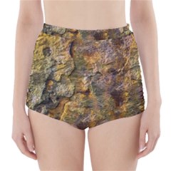 Rusty Orange Abstract Surface High-waisted Bikini Bottoms by dflcprintsclothing