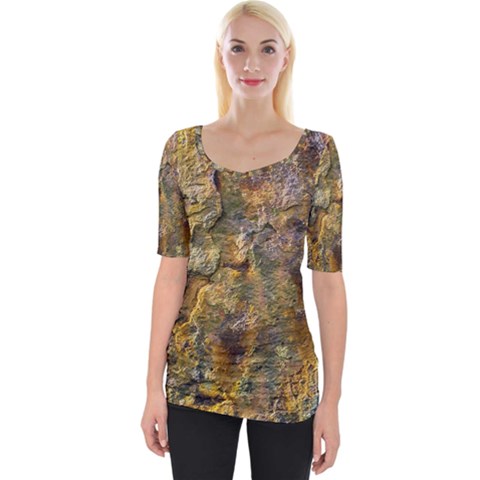 Rusty Orange Abstract Surface Wide Neckline Tee by dflcprintsclothing