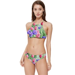 Exquisite Watercolor Flowers Banded Triangle Bikini Set by GardenOfOphir