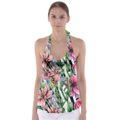Sumptuous Watercolor Flowers Babydoll Tankini Top by GardenOfOphir