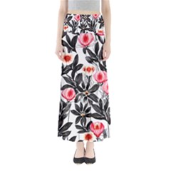 Beautiful Elegant Botanical Flowers Full Length Maxi Skirt by GardenOfOphir