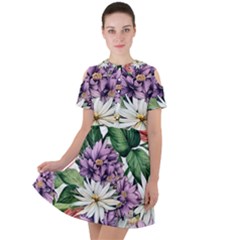 Brilliant Blushing Blossoms Short Sleeve Shoulder Cut Out Dress  by GardenOfOphir