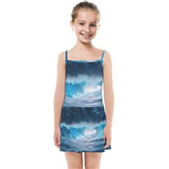 Thunderstorm Storm Tsunami Waves Ocean Sea Kids  Summer Sun Dress by Ravend
