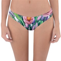 Azure Watercolor Flowers Reversible Hipster Bikini Bottoms by GardenOfOphir