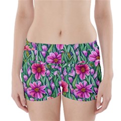 Cheerful And Cheery Blooms Boyleg Bikini Wrap Bottoms by GardenOfOphir