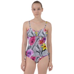 Darling And Dazzling Watercolor Flowers Sweetheart Tankini Set by GardenOfOphir