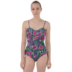 Dazzling Watercolor Flowers And Foliage Sweetheart Tankini Set by GardenOfOphir
