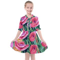 Boho Retropical Flowers Kids  All Frills Chiffon Dress by GardenOfOphir