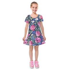 Tropical Paradise Kids  Short Sleeve Velvet Dress by GardenOfOphir