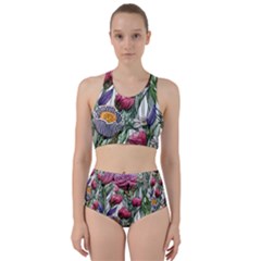 Watercolor Tropical Flowers Racer Back Bikini Set by GardenOfOphir