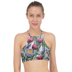 Watercolor Tropical Flowers Racer Front Bikini Top by GardenOfOphir