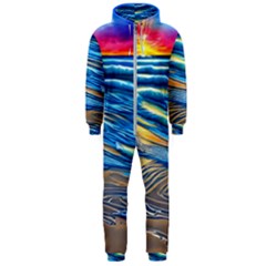 Waves Crashing On The Shore Hooded Jumpsuit (men) by GardenOfOphir