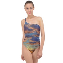 Sunrise Over The Sand Dunes Classic One Shoulder Swimsuit by GardenOfOphir
