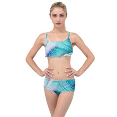 Stunning Pastel Blue Ocean Waves Layered Top Bikini Set by GardenOfOphir