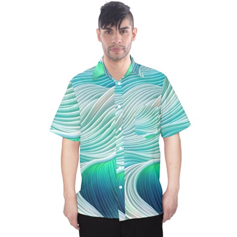 Pastel Abstract Waves Pattern Men s Hawaii Shirt by GardenOfOphir