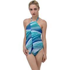 Pastel Beach Wave I Go With The Flow One Piece Swimsuit by GardenOfOphir
