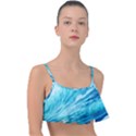 Blue Ocean Wave Watercolor Ii Frill Bikini Top View1