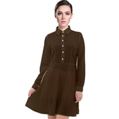 Chocolate  Brown	 - 	long Sleeve Chiffon Shirt Dress by ColorfulDresses