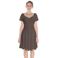 Espresso Brown	 - 	short Sleeve Bardot Dress by ColorfulDresses
