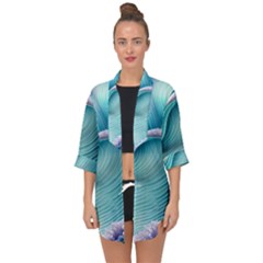 Pastel Sea Waves Open Front Chiffon Kimono by GardenOfOphir