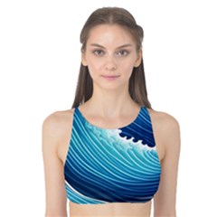 Simple Summer Wave Pattern Tank Bikini Top by GardenOfOphir