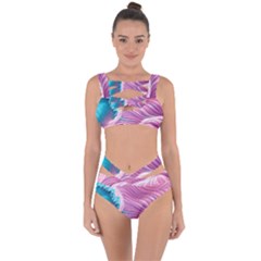 Pink Water Waves Bandaged Up Bikini Set  by GardenOfOphir