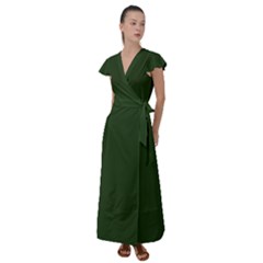 Dark Forest Green	 - 	flutter Sleeve Maxi Dress by ColorfulDresses