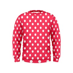 Hot Pink Polka Dots Kids  Sweatshirt by GardenOfOphir