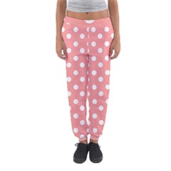 Coral And White Polka Dots Women s Jogger Sweatpants by GardenOfOphir
