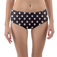 Brown And White Polka Dots Reversible Mid-waist Bikini Bottoms by GardenOfOphir