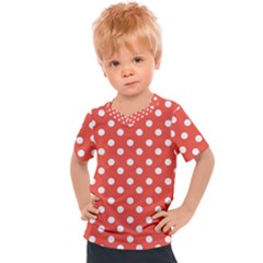 Indian Red Polka Dots Kids  Sports Tee