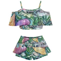 Sacred Mushroom Charm Kids  Off Shoulder Skirt Bikini by GardenOfOphir