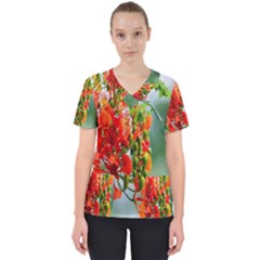 Gathering Sping Flowers Wallpapers Women s V-neck Scrub Top by artworkshop