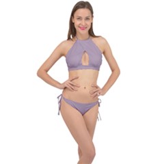 Lilac Luster Purple	 - 	cross Front Halter Bikini Set by ColorfulSwimWear