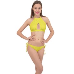 Blazing Yellow	 - 	cross Front Halter Bikini Set