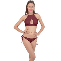 Persian Plum Brown	 - 	cross Front Halter Bikini Set by ColorfulSwimWear