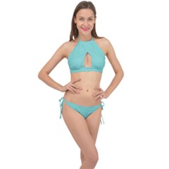 Tiffany Blue	 - 	cross Front Halter Bikini Set by ColorfulSwimWear