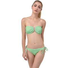 Granny Smith Apple Green	 - 	twist Bandeau Bikini Set by ColorfulSwimWear