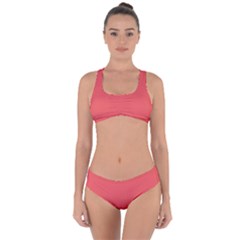 Hot Coral	 - 	criss Cross Bikini Set by ColorfulSwimWear