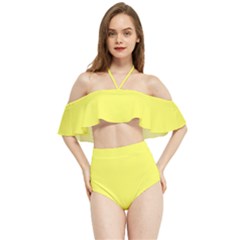 Laser Lemon Yellow	 - 	halter Flowy Bikini Set by ColorfulSwimWear