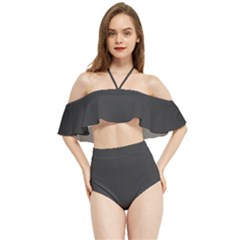 Shadow Grey	 - 	halter Flowy Bikini Set by ColorfulSwimWear