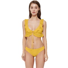 Aspen Gold	 - 	low Cut Ruffle Edge Bikini Set by ColorfulSwimWear