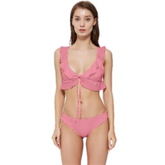 Conch Shell Pink	 - 	low Cut Ruffle Edge Bikini Set by ColorfulSwimWear
